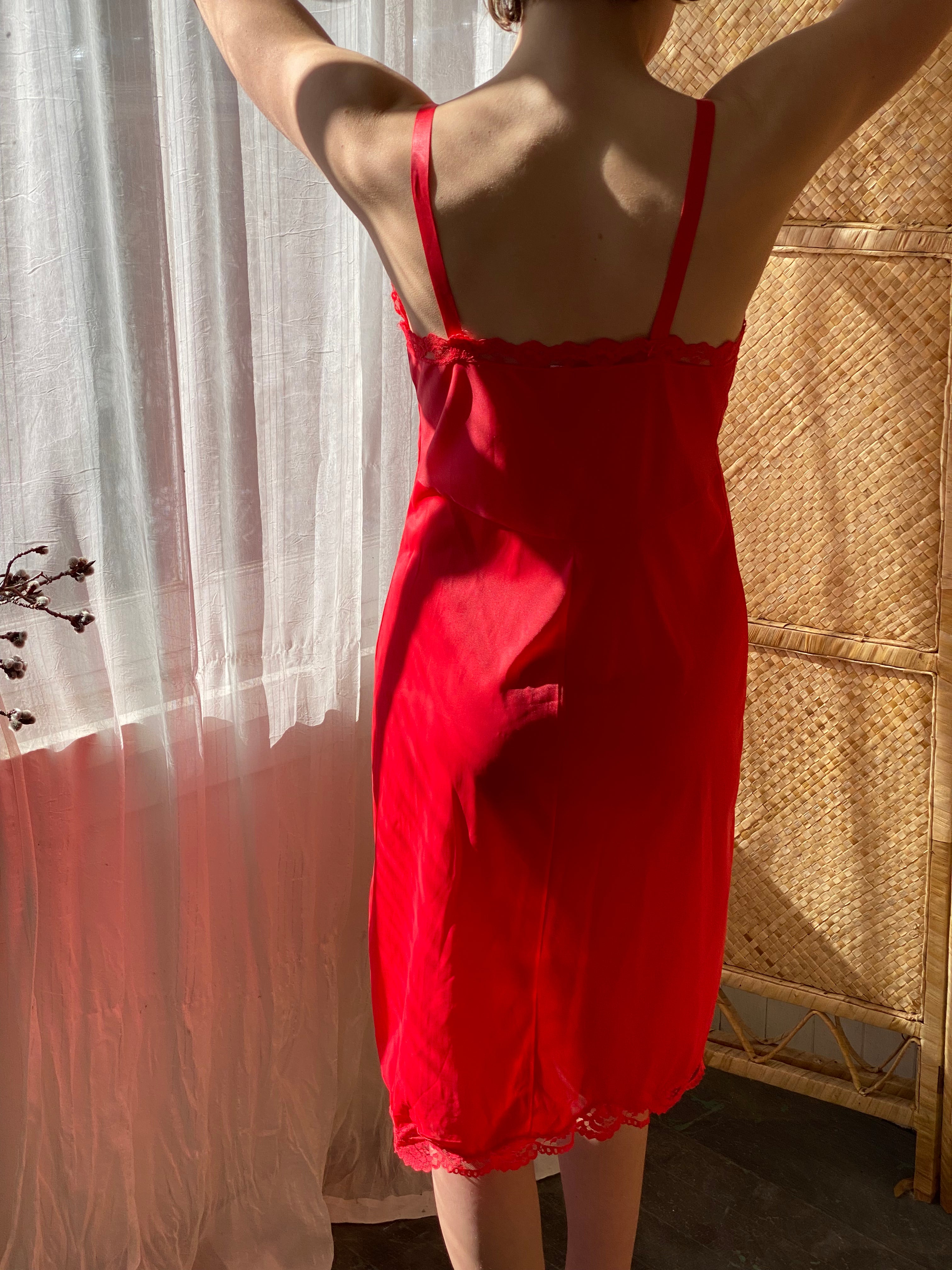 Red Embroidered Slip