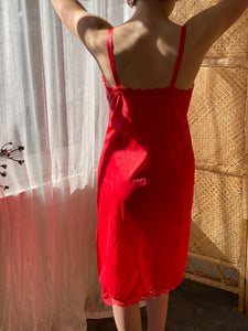 Red Embroidered Slip